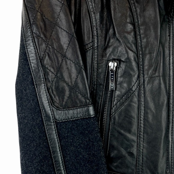 VTG Genuine Leather and Wool Jacket Ashley B Bernardo from Nordstrom Black Y2K S - Picture 8 of 13